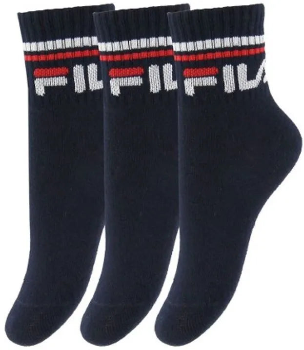 Fila Kids Socks 3-Pack Cabhlach, Méid 27-30, Cotton Mix