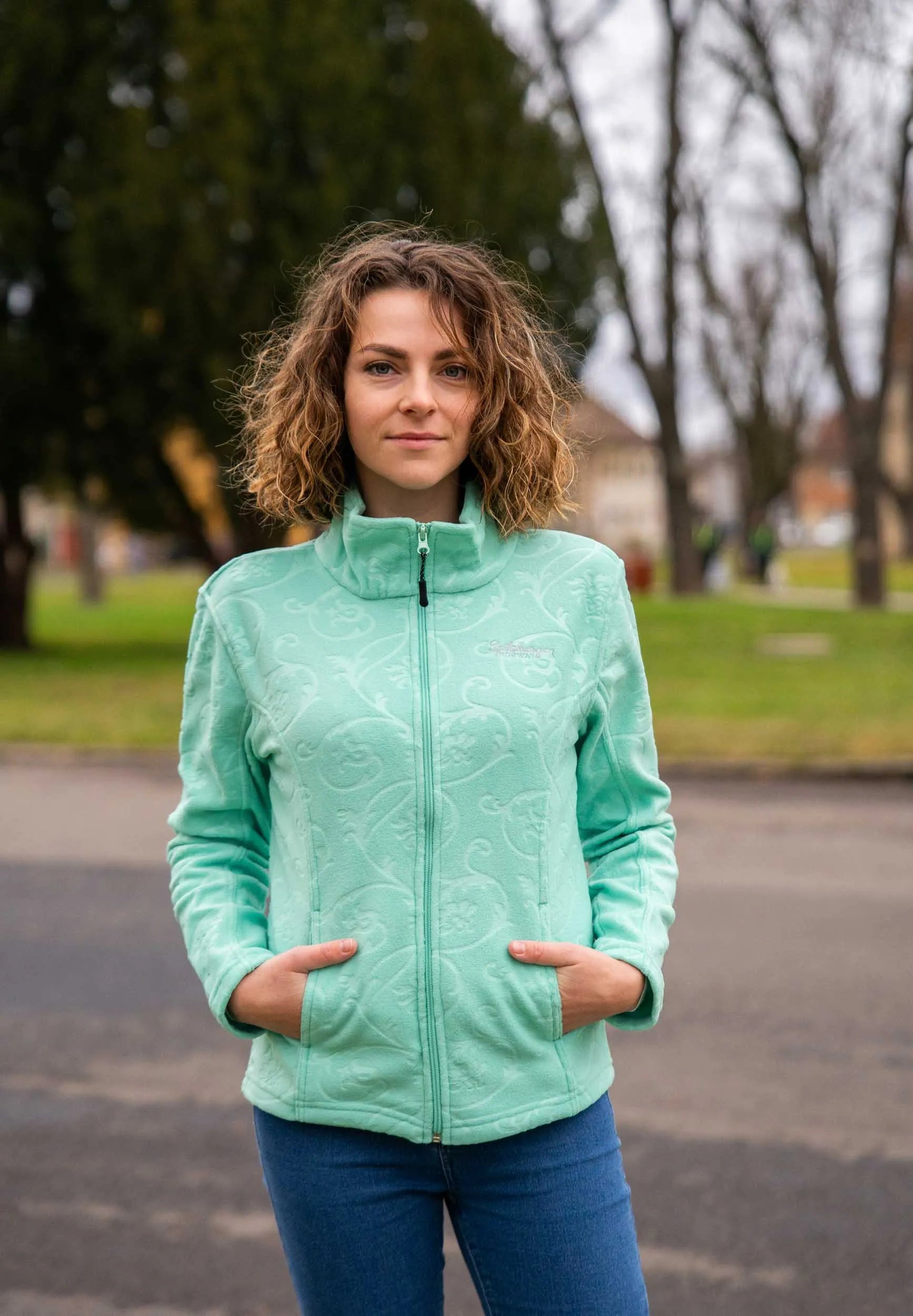 Damen Polar Fleece Jacke Emerald Green M - Warm & stilvoll