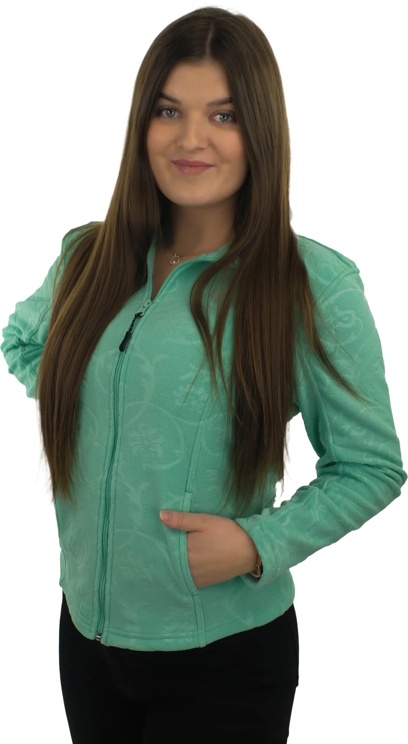 Damen Polar Fleece Jacke Emerald Green M - Warm & stilvoll