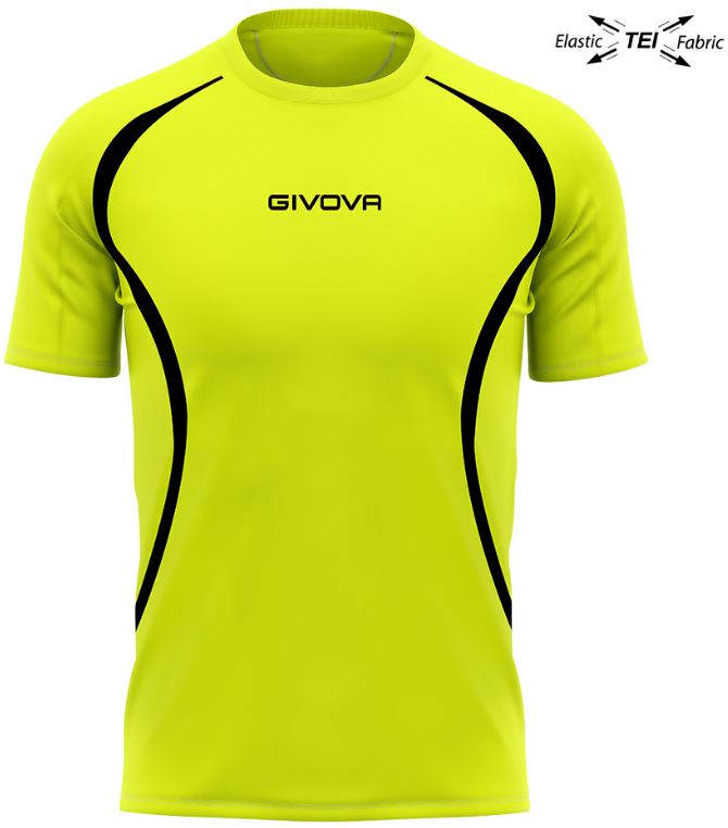 Running T-shirt Unisex Givova Running Fluo Yellow-Black M