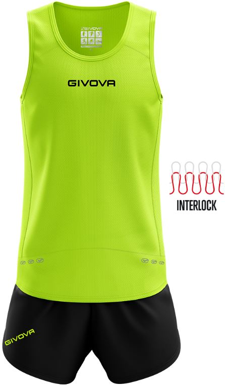 Running Set Givova Kit New York Fluo Yellow-Black M