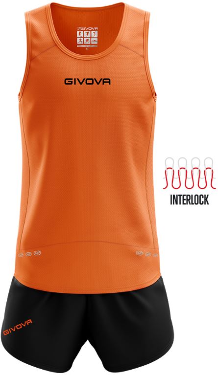 Sraith ag rith Givova Kit New York Orange-Black XS