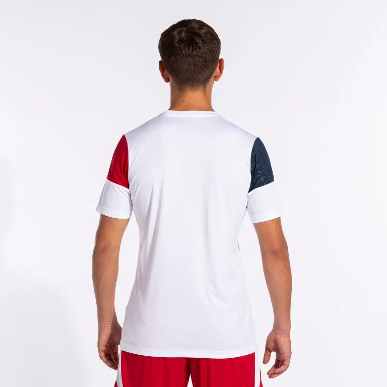Joma Crew Sport T -Kirt 3xs - biały/czerwony/niebieski, oddychający bawełna
