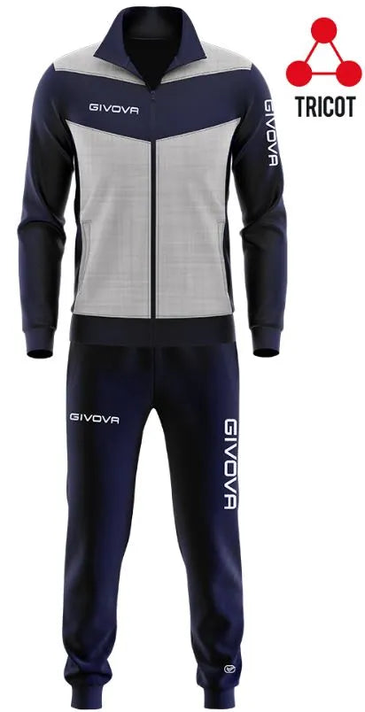 Sport Set Givova Luxy Gris Claro Melange-Navy Blue S