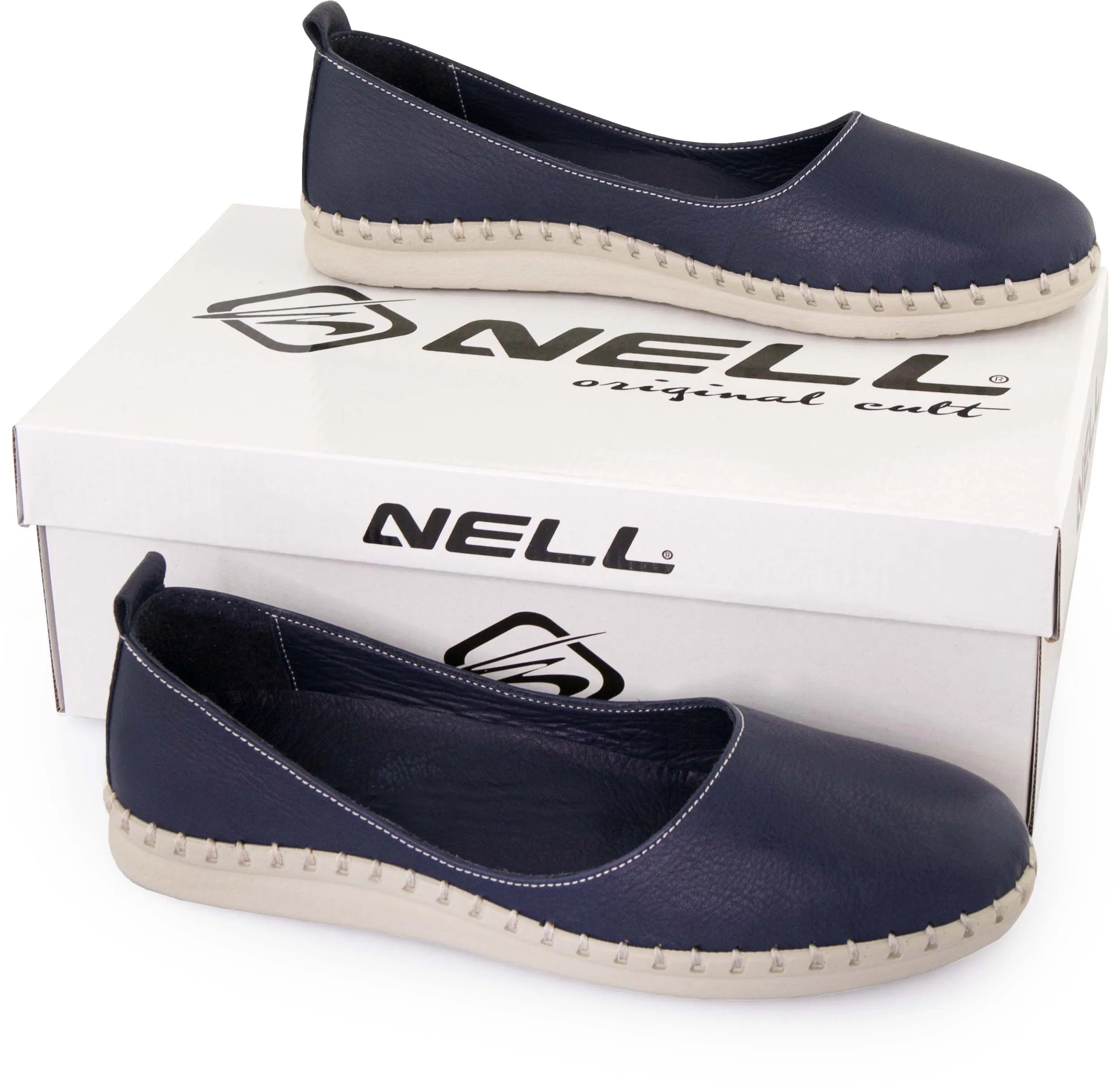 Dames Leren Ballerina's Nell Aurora Marineblauw 38