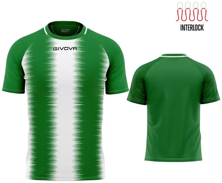 Sport póló Givova Stripe Green-White XL