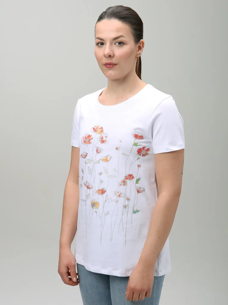 Dames t-léine loap abonie wit wit xs