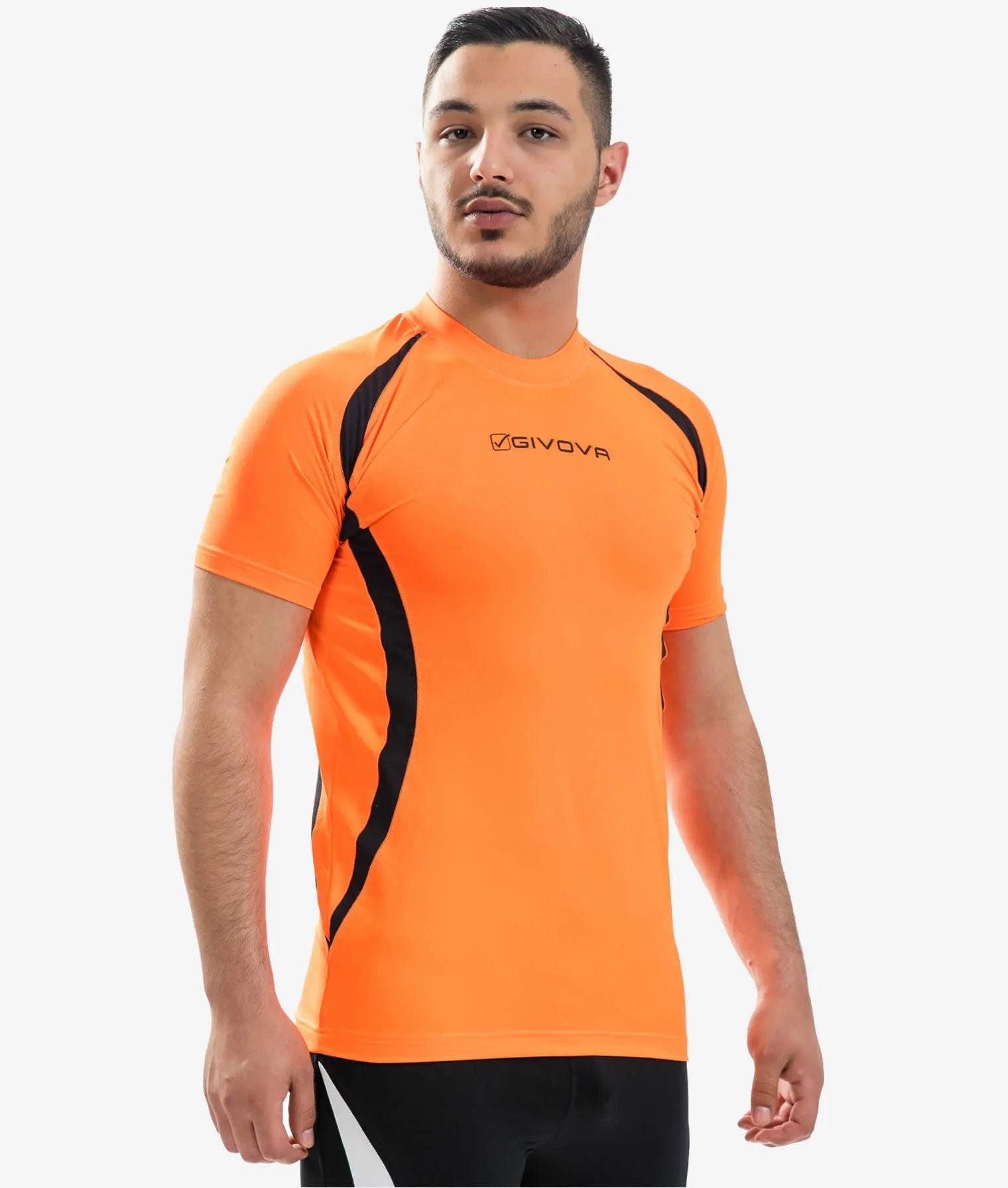 Running t-shirt unisex givova running orange-black orange/black s
