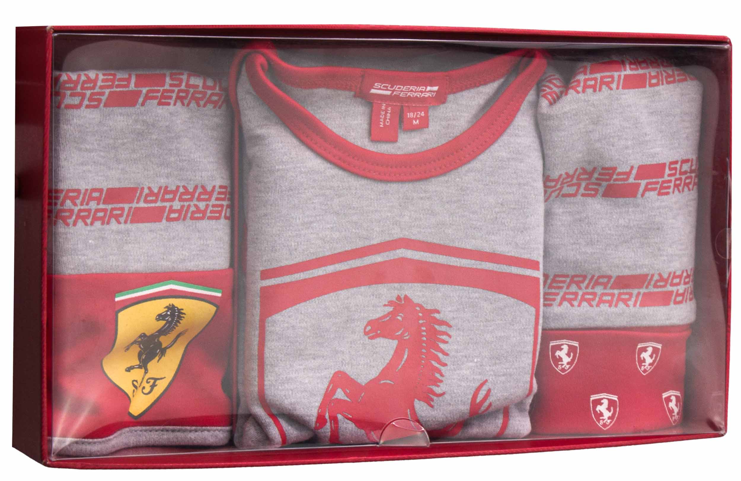 Children's Set Ferrari Jr. Cap Bib Gift Set Gray Melange, 18-24