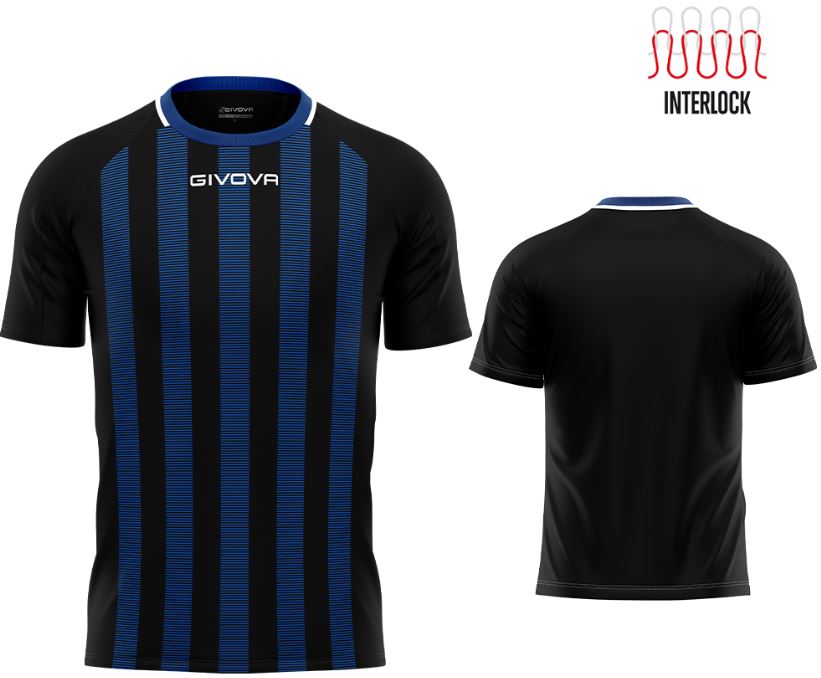 Sports T-shirt Givova Rugby Black-Royal Xs