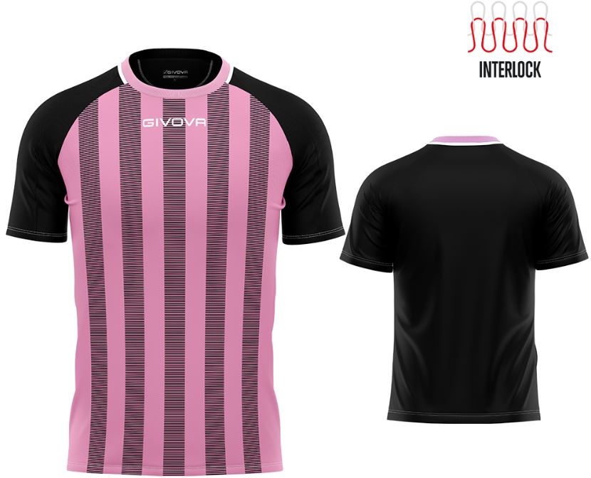 Sports T-shirt Givova Rugby Pink-Black M