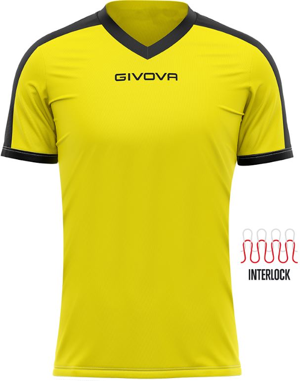 Sports T-shirt Givova Revolution Yellow-Black Xs