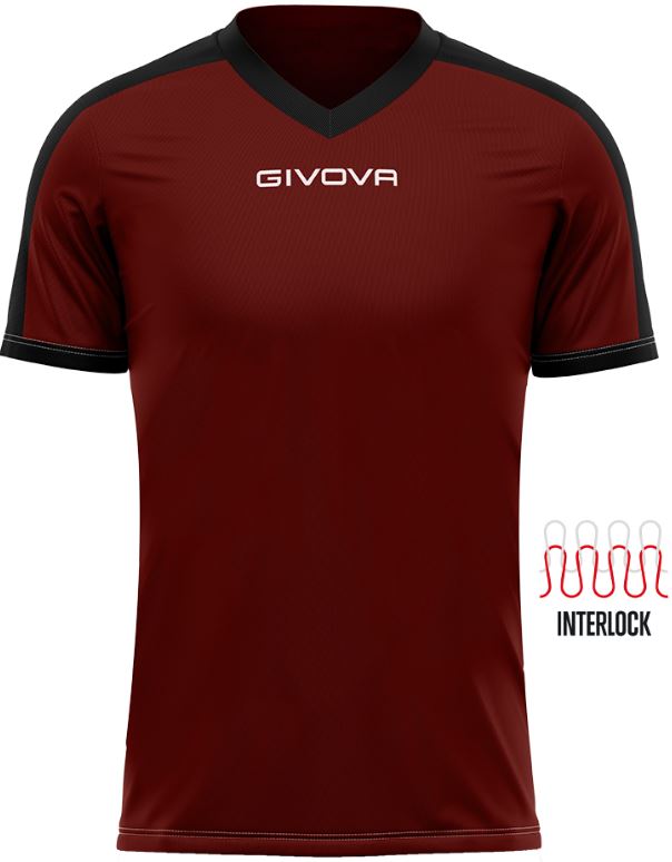 Sports T-shirt Givova Revolution Burgundy-Black L