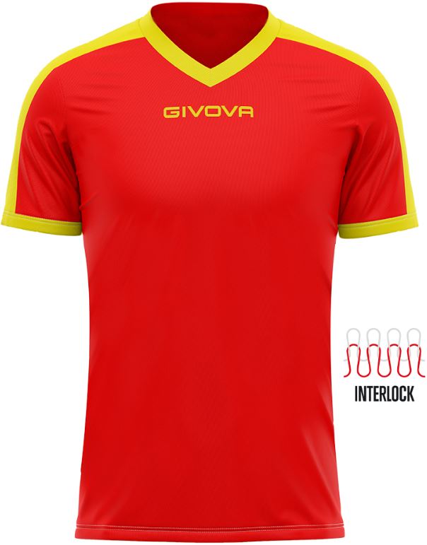 Sports T-shirt Givova Revolution Red-Yellow Xs