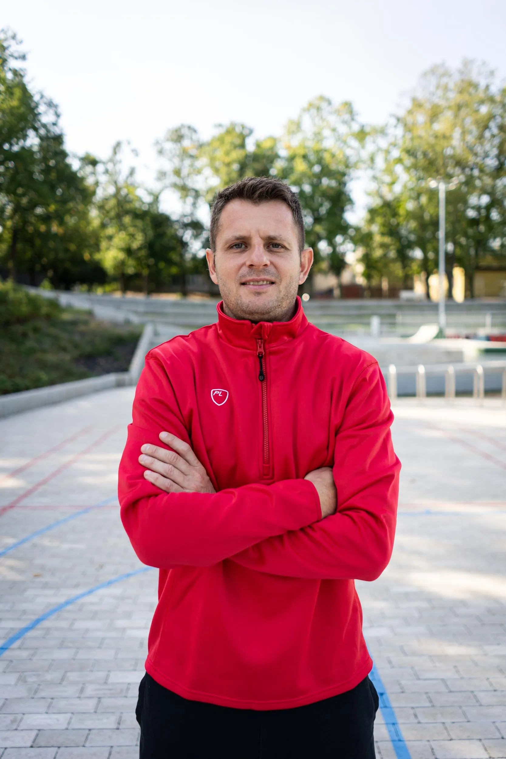 Männer 1/4 Zip Midlayer Sweatshirt Scarlet Red - L.