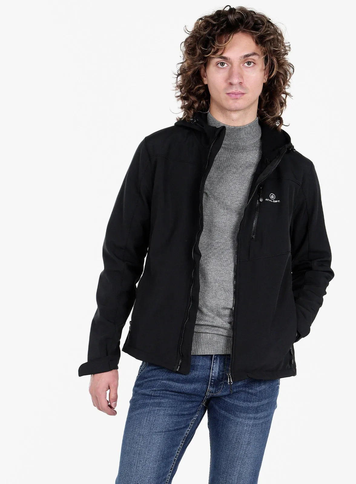 Chaqueta de softshell de hombre ATHL. DPT Hermes Negro, Repelente del Agua