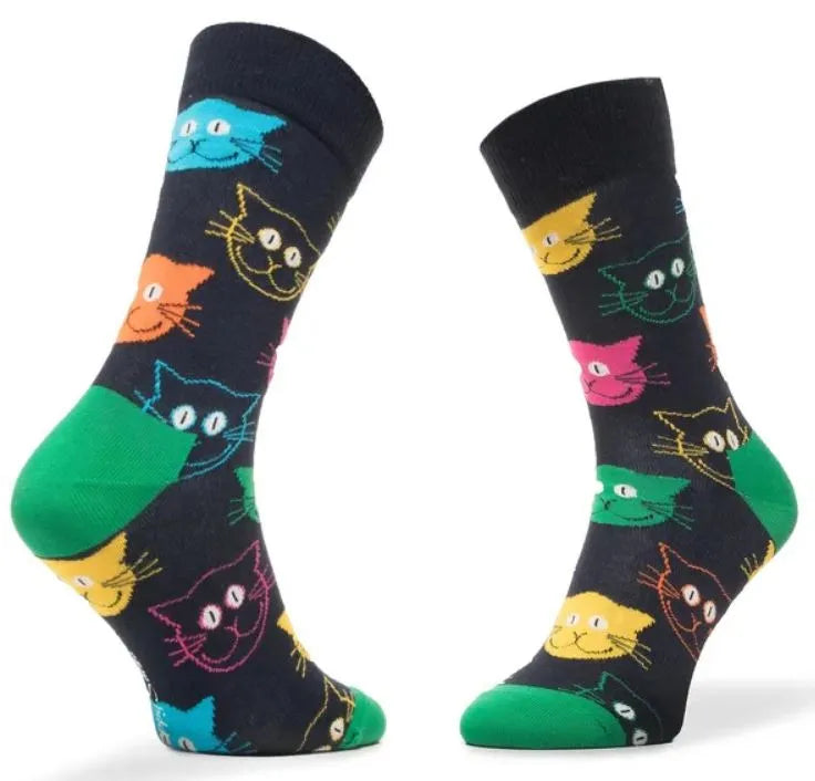 Happy Socks 3er-Pack gemischte Katzensocken Geschenkset Mix 41-46