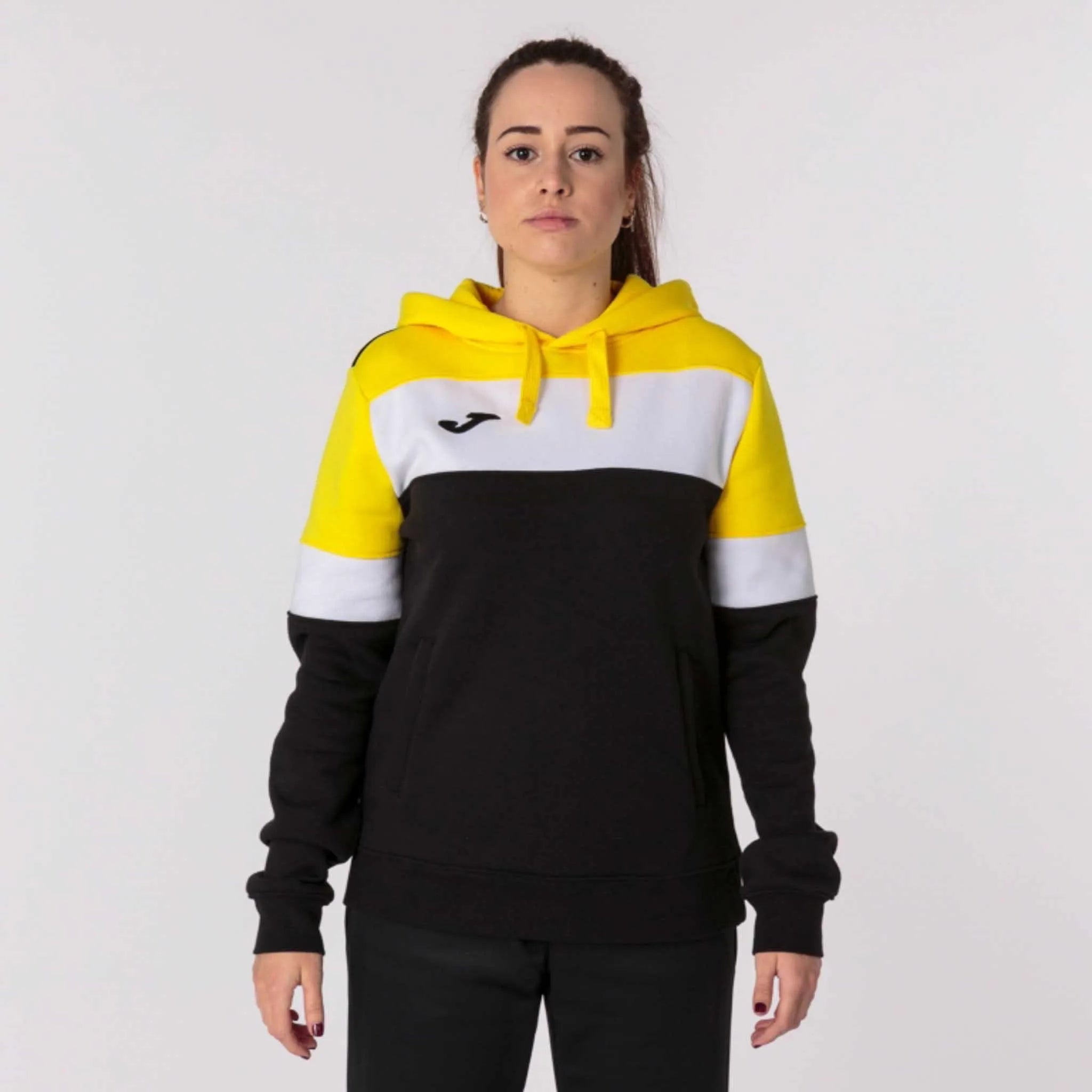 Dames Sweatshirt Joma Crew IV Hoodie Zwart-Geel Zwart XS