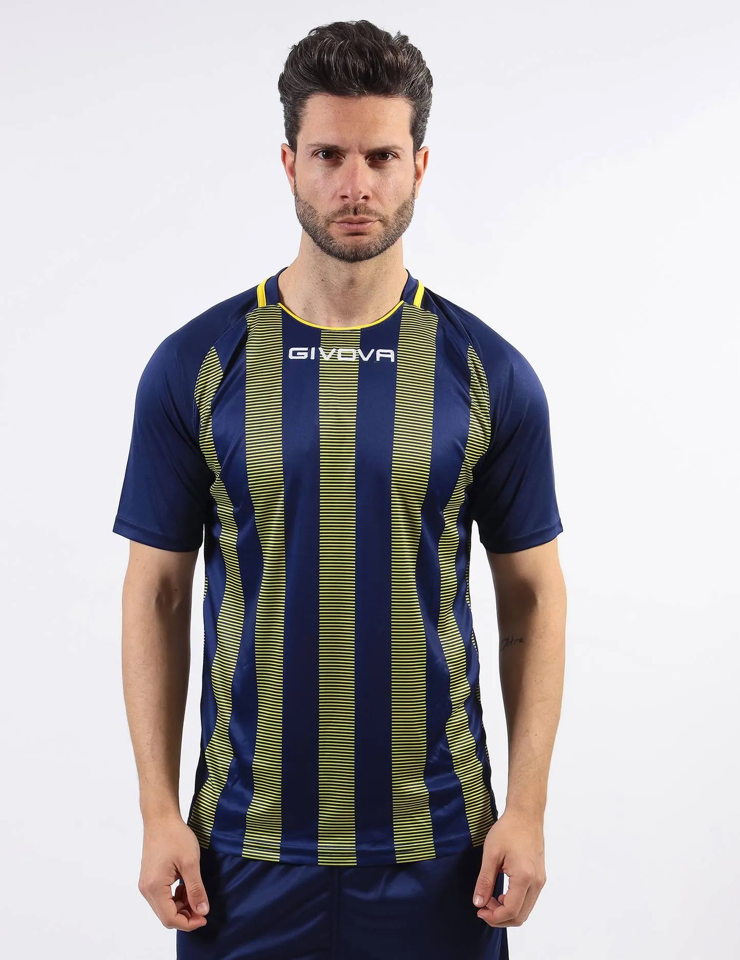 Sports T-shirt Givova Rugby Blue-Yellow M