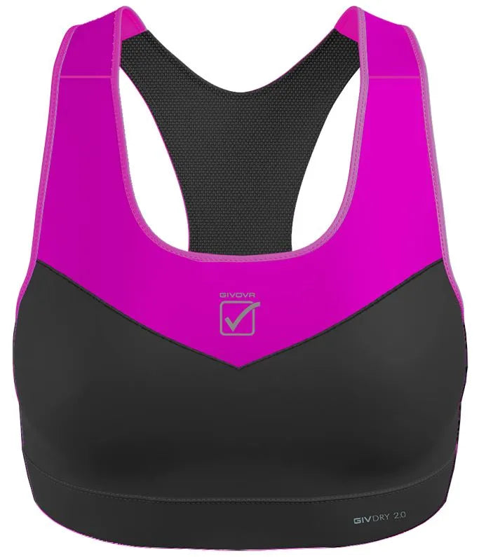 Sports bra givova top donna black-fuxia black/pink m