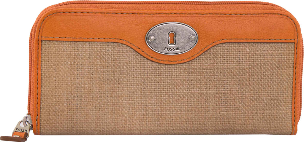 Women's Wallet Fossil Wmns Leather Wallet Key-Per Zip Clutch Canvas,