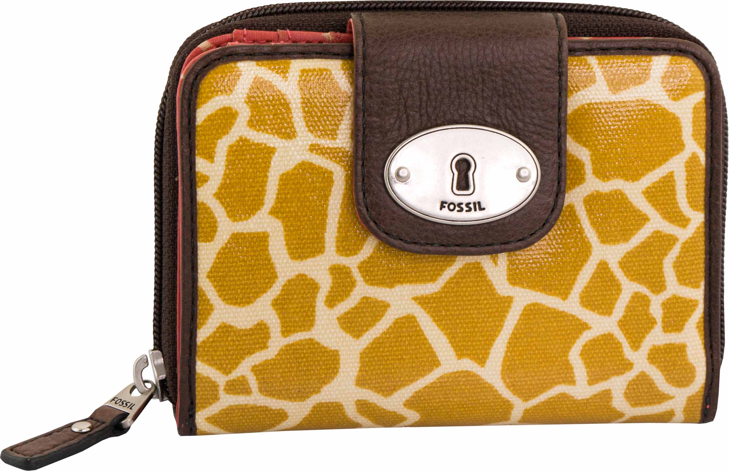 Women's Wallet Fossil Wmns Leather Wallet Key-Per Canvas Multifuncti,