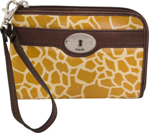 Women's Wallet Fossil Wmns Leather Wallet Key-Per Zip Clutch Giraffe,