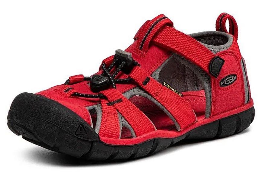 Keen jr seacamp ii cnx racing red/ gargoyle red 19 kids' shoes