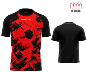 Sports T-shirt Givova Art Interlock Red-Black, Xs