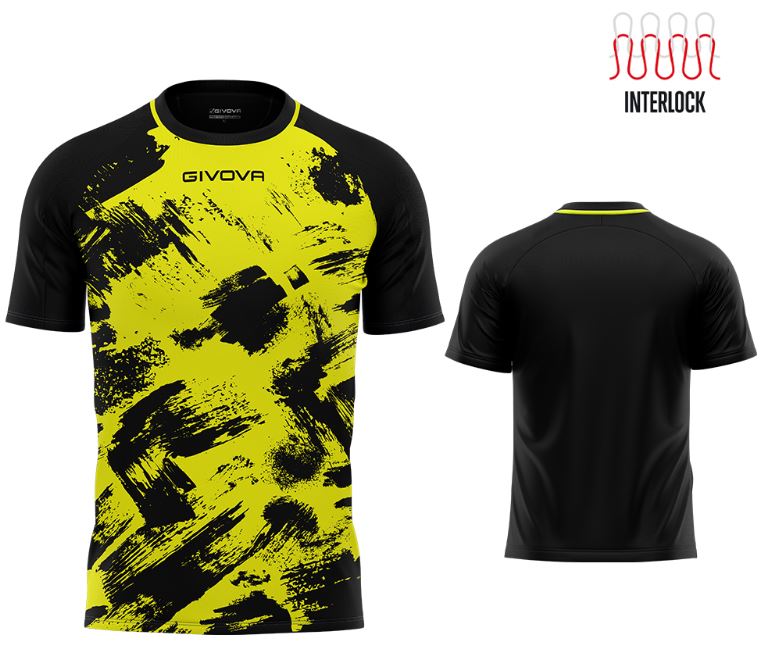 Sports T-shirt Givova Art Interlock Fluo Yell-Black, Xs