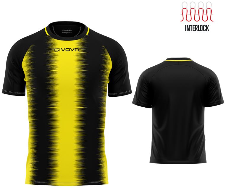 Sports T-shirt Givova Stripe Yellow-Black M