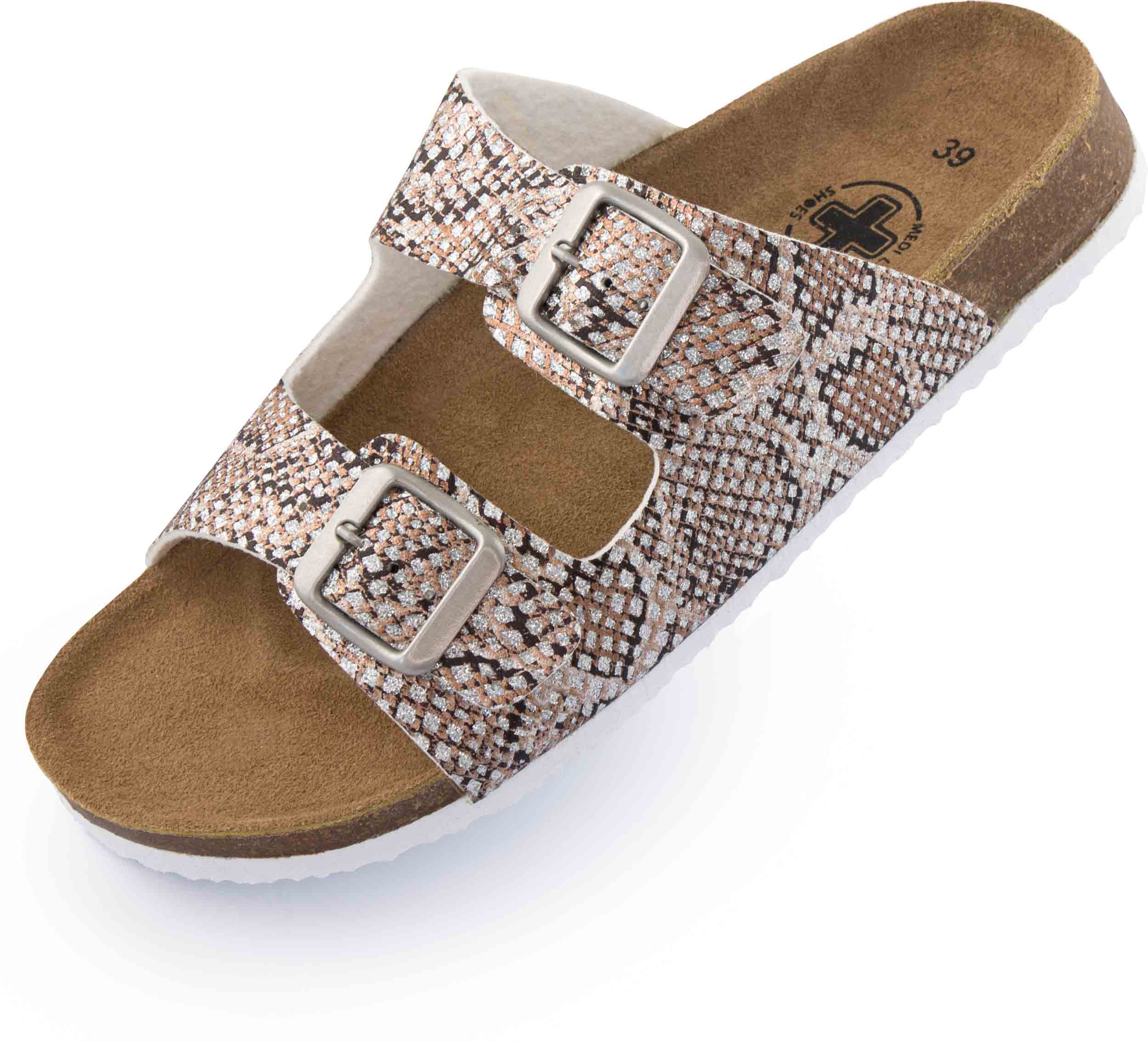 Women's Slippers Mediline Arco Snake Silver 38