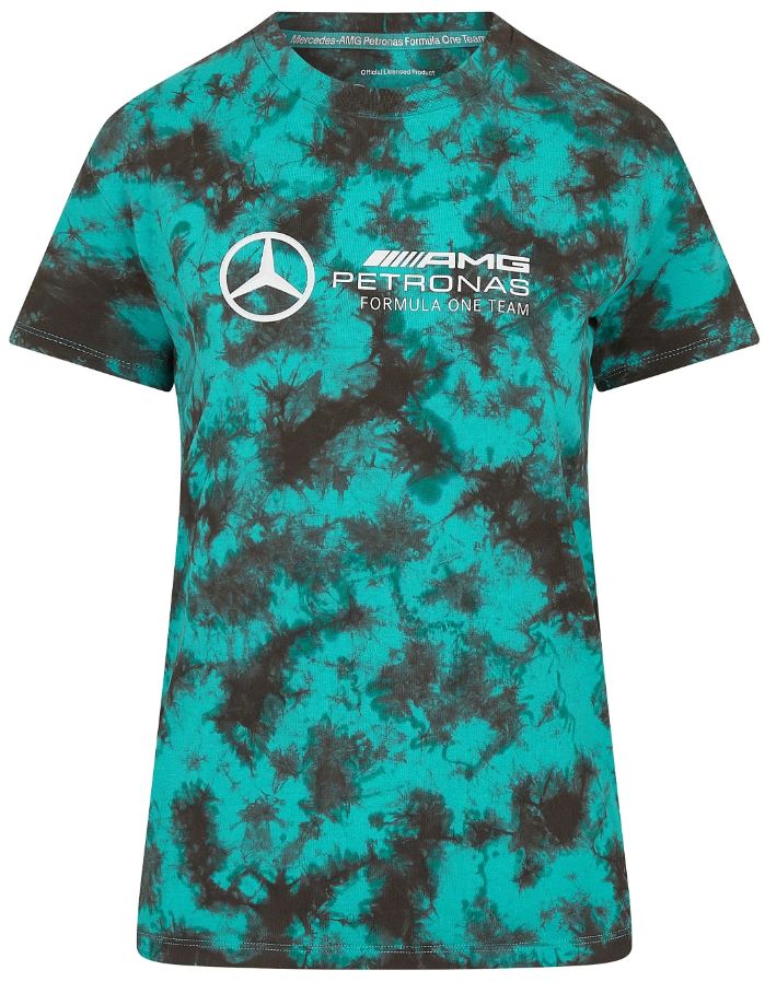 Dames T-shirt Mercedes Wmns Mapf1 Fw Tie Dye T-shirt Multicolor Groen XS