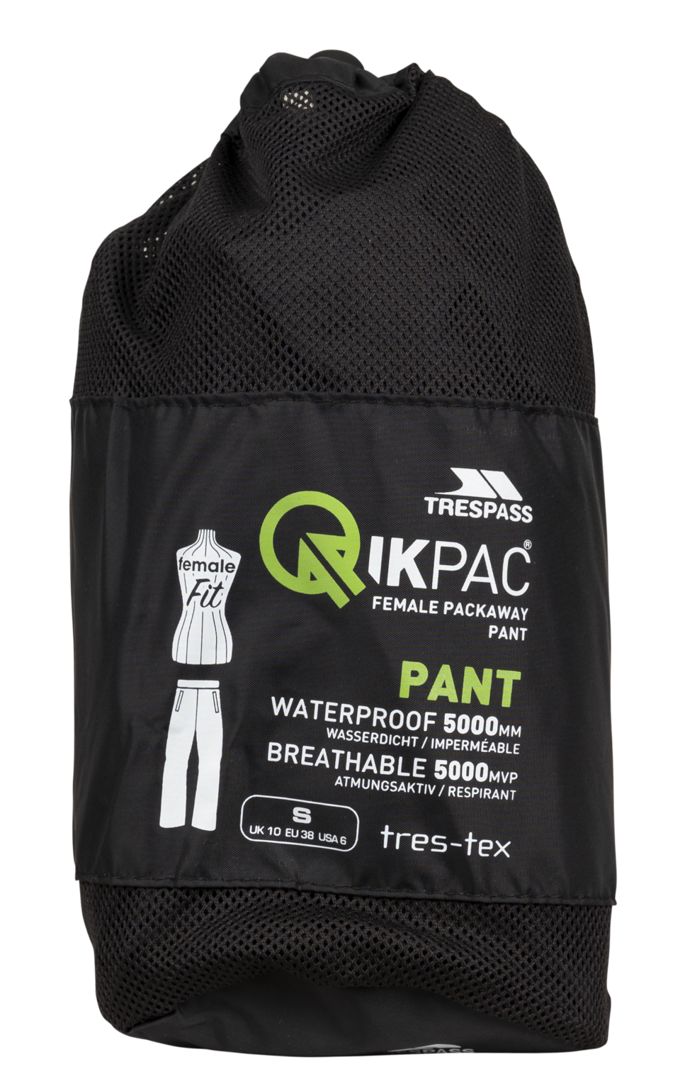 Trespass Qikpac pant -female packaway trs XS