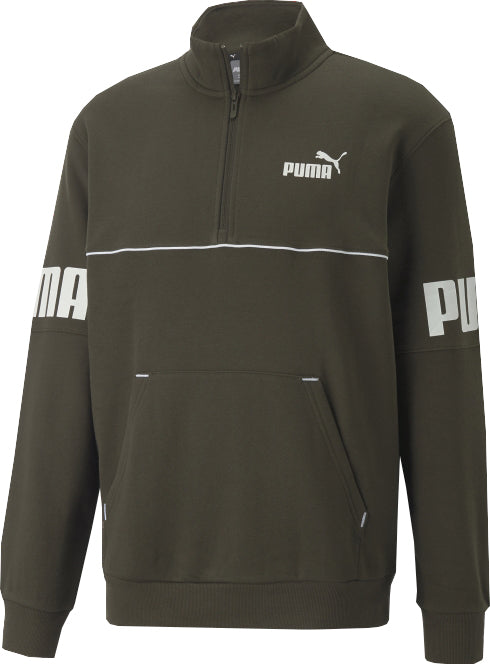 Men's Sweatshirt Puma Power Colorblock Half Zip Forest Night L