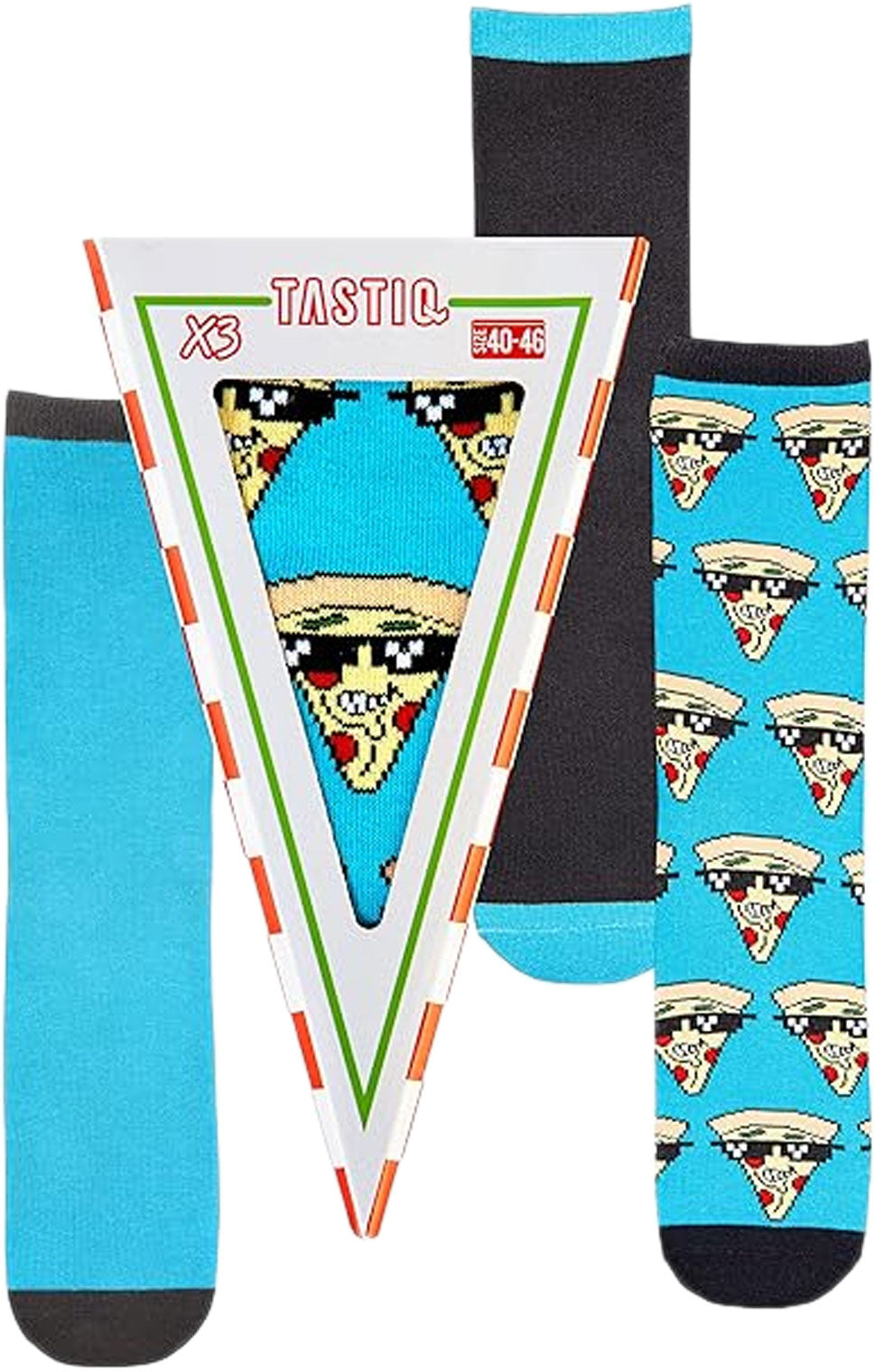 Tastic Unisex Socks 3-Pack Pizza Giftbox, 36-41