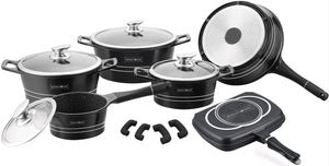 Royalty Line Black 15-Piece Pot Set,