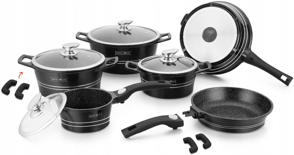 Royalty Line Black 14-Piece Pot Set,