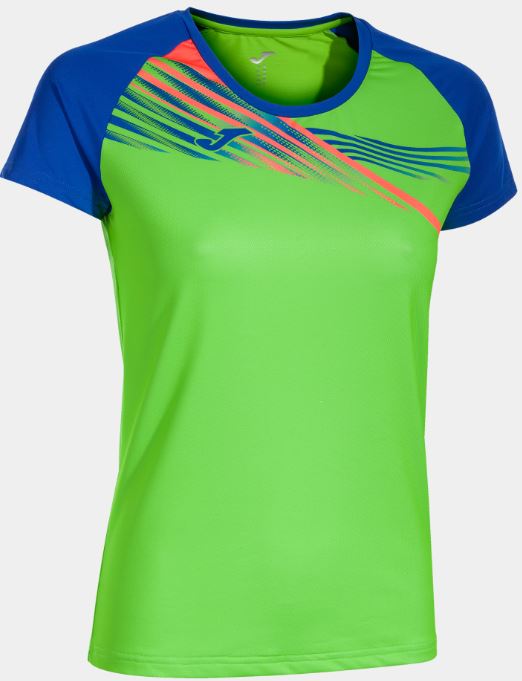 Frauen Sport T-Shirt Joma Elite X Fluor Green-Royal Green XL