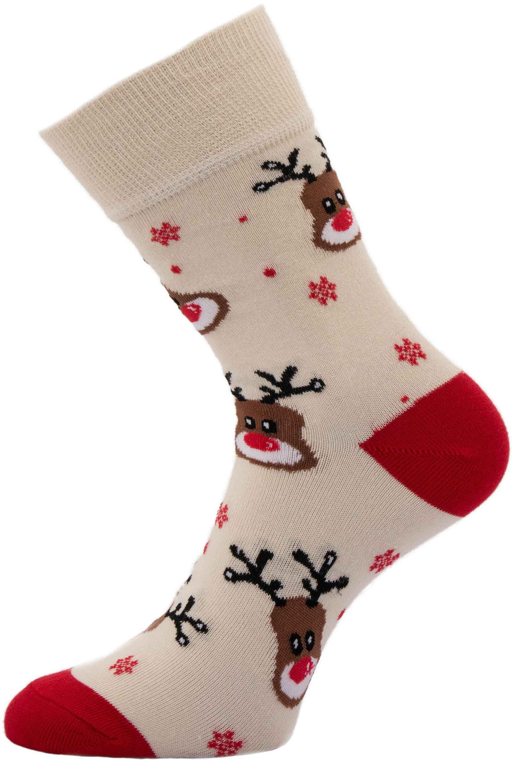 Women's Christmas Socks Reindeer Beige 37-41