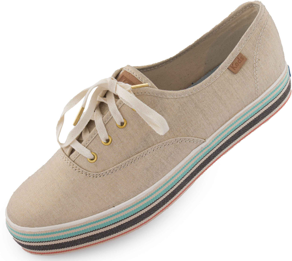 Women's Shoes Keds Wms Triple Stripe Foxing Line Natural Gold 40.5