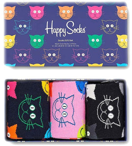 Gift Box Happy Socks 3-Pack Mixed Cat Socks Gift Set 41-46